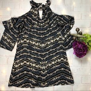 Candie’s Cold-Shoulder Floral Swing Dress